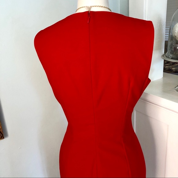 Calvin Klein Red Sunburst Sheath Dress Nwot - Picture 6 of 8